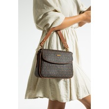 Just Polo Yeni Sezon Kolon Askılı 4 Bölmeli Kahverengi Taba Kadın Omuz Çantası 25X15CM PBU2174