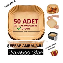 Bamboo Star Airfryer Pişirme Kağıdı Xl-Xxl Büyük Boy 50 Adet Pişirme Kızartma Tavası İçin Uygun 20 cm