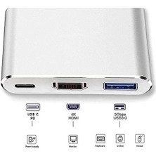 Blue Wings Macbook Uyumlu 4K Full Hd 1080P Type C To 3 Portlu HDMI - USB 3.0 - Pd Çevirici Hub Adaptör3'in 1 Dönüştürücü