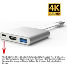 Blue Wings Macbook Uyumlu 4K Full Hd 1080P Type C To 3 Portlu HDMI - USB 3.0 - Pd Çevirici Hub Adaptör3'in 1 Dönüştürücü