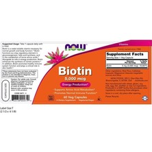 Now Foods, Biotin, 5,000 Mcg, 60 Veg Capsules