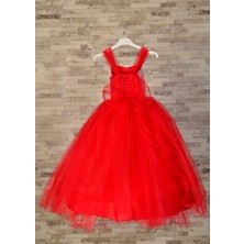 Süer Butik Miss Helina Kırmızı Çocuk Abiye Parti ve Doğumgünü Elbisesi