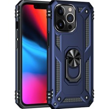 Andeka iPhone 13 Pro Uyumlu Kılıf Kamera Korumalı Yüzüklü Armor Military Tank Sofya Kapak - Lacivert