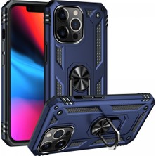 Andeka iPhone 14 Pro Max Uyumlu Kılıf Kamera Korumalı Yüzüklü Armor Military Tank Sofya Kapak - Lacivert