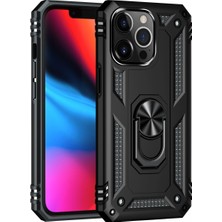 Andeka iPhone 14 Pro Max Uyumlu Kılıf Kamera Korumalı Yüzüklü Armor Military Tank Sofya Kapak - Siyah