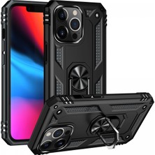 Andeka iPhone 14 Pro Max Uyumlu Kılıf Kamera Korumalı Yüzüklü Armor Military Tank Sofya Kapak - Siyah