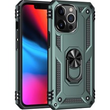 Andeka iPhone 14 Pro Max Uyumlu Kılıf Kamera Korumalı Yüzüklü Armor Military Tank Sofya Kapak - Yeşil