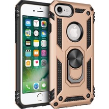 Andeka iPhone Se 2020 Uyumlu Kılıf Kamera Korumalı Yüzüklü Armor Military Tank Sofya Kapak - Gold