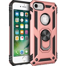 Andeka iPhone Se 2020 Uyumlu Kılıf Kamera Korumalı Yüzüklü Armor Military Tank Sofya Kapak - Rose