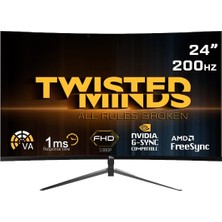 Twısted Mınds 23.8" TM24RFA-2 Fullhd 200HZ 1ms HDMI Dp Curved Çerçevesiz Oyuncu Monitör