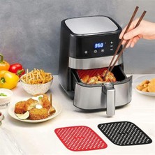 Zormarkt Renkli Isıya Dayanıklı Yıkanılabilir Silikon Fırın ve Airfryer Kare Pişirme Matı 21,5 cm