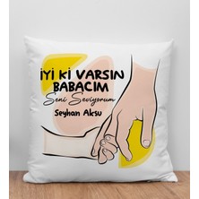 Bk Gift Kişiye Özel Isimli Babalar Günü Tasarımlı Beyaz Kırlent Yastık-8, Babaya Hediye, Ev Dekorasyonu, Babalar Günü Hediyesi