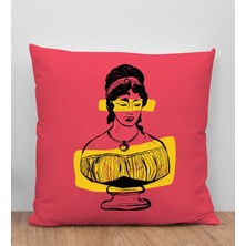 Bk Gift Modern Art Tasarımlı Kırmızı Kırlent Yastık, Arkadaşa Hediye, Ev Dekorasyonu, Ev Hediyesi-4