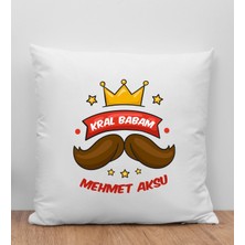 Bk Gift Kişiye Özel Isimli Babalar Günü Tasarımlı Beyaz Kırlent Yastık-5, Babaya Hediye, Ev Dekorasyonu, Babalar Günü Hediyesi