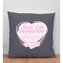 Bk Gift Anneler Günü Tasarımlı Antrasit Kırlent Yastık, Anneye Hediye, Ev Dekorasyonu, Anneler Günü Hediyesi-1