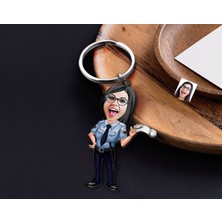 Bk Gift Kişiye Özel Polis Karikatürlü Ahşap Anahtarlık-3 Sevgiliye Hediye, Arkadaşa Hediye, Doğum Günü Hediyesi