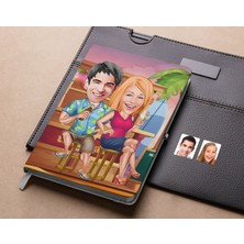 Bk Gift Kişiye Özel Sevgililer Karikatürlü Beyaz Defter-51 , Arkadaşa Hediye , Sevgiliye Hediye