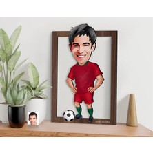 Bk Gift Kişiye Özel Erkek Futbolcu Karikatürlü 3D Ahşap Tablo-12, Sevgiliye Hediye, Arkadaşa Hediye, Doğum Günü Hediyesi