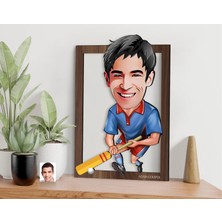 Bk Gift Kişiye Özel Erkek Cricket Karikatürlü 3D Ahşap Tablo-1, Sevgiliye Hediye, Arkadaşa Hediye, Doğum Günü Hediyesi