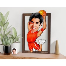 Bk Gift Kişiye Özel Erkek Basketbol Karikatürlü 3D Ahşap Tablo-4, Sevgiliye Hediye, Arkadaşa Hediye, Doğum Günü Hediyesi