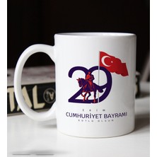 BK Gift 29 Ekim Temalı Beyaz Kupa Bardak-4 100.Yıl Hediyesi