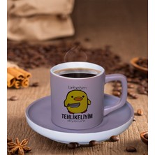 BK Gift Bebeğim Tehlikeliyim Tasarımlı Mat Gri Renk Türk Kahvesi Fincanı-1