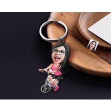 Bk Gift Kişiye Özel Kadın Fitnessci Karikatürlü Ahşap Anahtarlık-2 Sevgiliye Hediye, Arkadaşa Hediye, Doğum Günü Hediyesi