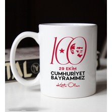 BK Gift 29 Ekim Temalı Beyaz Kupa Bardak-6 100.Yıl Hediyesi