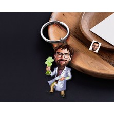 Bk Gift Kişiye Özel Öğretmen Karikatürlü Ahşap Anahtarlık-6 Sevgiliye Hediye, Arkadaşa Hediye, Doğum Günü Hediyesi