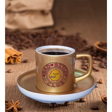 BK Gift Bad Bitch Club Tasarımlı Mat Altın Yaldız Renk Türk Kahvesi Fincanı-1