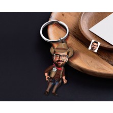 Bk Gift Kişiye Özel Kovboy Karikatürlü Ahşap Anahtarlık-2 Sevgiliye Hediye, Arkadaşa Hediye, Doğum Günü Hediyesi