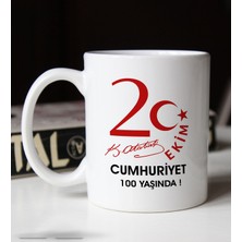 BK Gift 29 Ekim Temalı Beyaz Kupa Bardak-10 100.Yıl Hediyesi