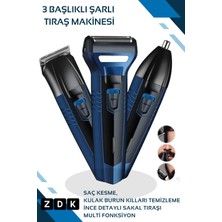 Zdk 3 Başlıklı Saç Sakal Burun Kılı Alma Tıraş Makinesi Multi Fonksiyonel Tıraş