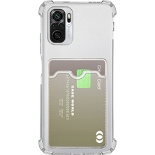 Case World Caseworld Xiaomi Redmi Note 10 Kapak Kamera Korumalı Kartlıklı Darbe Emici Özellikli Şeffaf Silikon Kılıf