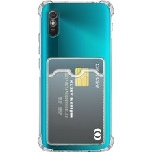 Kzy Xiaomi Redmi 9A Kapak Kamera Korumalı Kartlıklı Darbe Emici Özellikli Şeffaf Silikon Kılıf