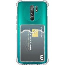 Kzy Xiaomi Redmi 9 Kapak Kamera Korumalı Kartlıklı Darbe Emici Özellikli Şeffaf Silikon Kılıf