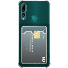 Kzy Huawei Y9 Prime 2019 Kapak Kamera Korumalı Kartlıklı Darbe Emici Özellikli Şeffaf Silikon Kılıf