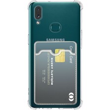 Kzy Samsung Galaxy A10S Kapak Kamera Korumalı Kartlıklı Darbe Emici Özellikli Şeffaf Silikon Kılıf