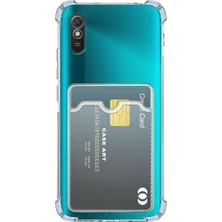 Caseart Xiaomi Redmi 9A Kapak Kamera Korumalı Kartlıklı Darbe Emici Özellikli Şeffaf Silikon Kılıf