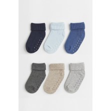 Mem Socks 6'lı Organik Pamuklu Kaydırmaz Çocuk Çorabı