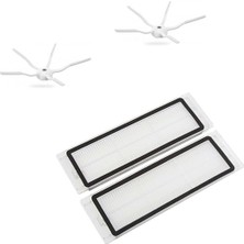 Srfn Ticaret Xiaomi Roborock C10/E2/E3/E4 Yeni Nesil Hepa Filtre 5 Kollu Yan Fırça Seti - 5 Parça Beyaz