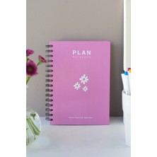 Deep Notebook Süresiz Planlayıcı Ajanda A5 Spiralli Pembe Çiçek Renkli Tasarım