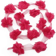 Simisso Lazer Kesim Şerit Çiçek Fuşya 1m