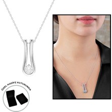 Nipora Starlight Diamond Tektaş "U" Tasarım 925 Ayar Gümüş Kadın Kolye