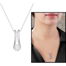 Nipora Starlight Diamond Tektaş "U" Tasarım 925 Ayar Gümüş Kadın Kolye