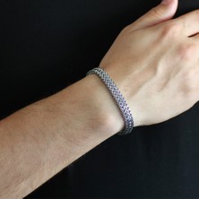 Nipora Çift Sıra Silver Renk Çelik Erkek Spiga Bileklik