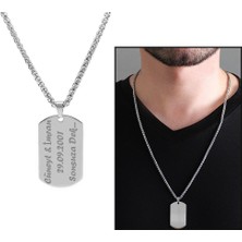 Nipora Oval Tasarım Kişiye Özel İsim Yazılı Silver Renk Çelik Erkek Kolye
