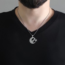 Nipora Ayyıldız Tasarım Kişiye Özel İsim Yazılı 925 Ayar Gümüş Erkek Kolye