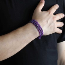 Nipora Hem Bileklik - Hem Kolye - Hem Tesbih 99'lu Mor Ametist Doğaltaş Aksesuar
