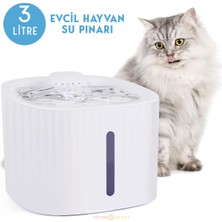 Technosmart Kedi Köpek Su Çeşmesi Su Pınarı Kabı 3 Lt. Seviye Göstergeli 2 Farklı Su Akışlı